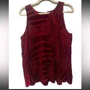 Sunday‎ In Brooklyn Anthropologie red velvet swing tank size L glam, holiday,